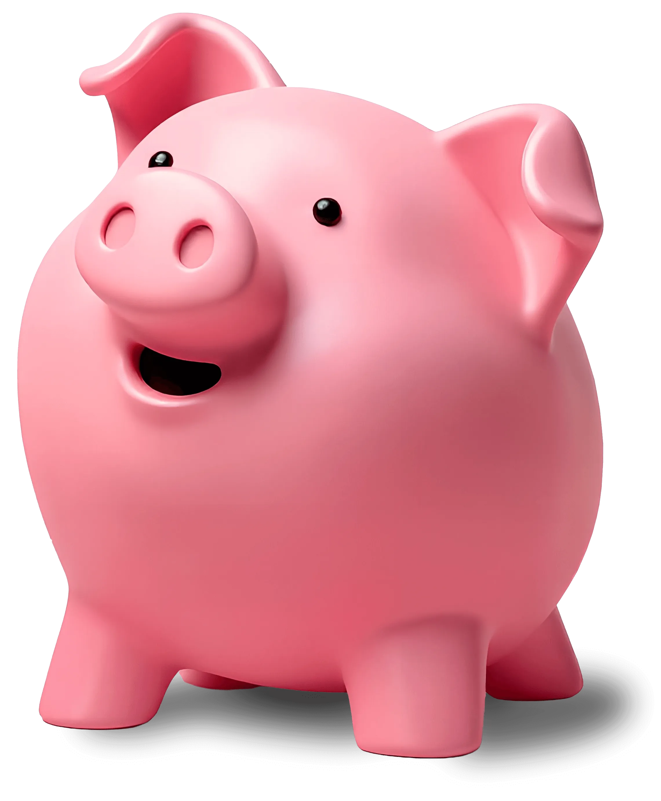 An animated pig looking up